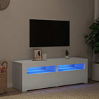 TV spintelė su LED apšvietimu, balta spalva, 120x35x40 cm