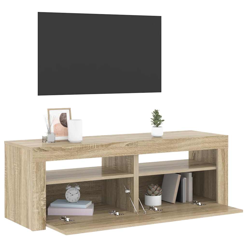 TV spintelė su LED, sonoma ąžuolo, 120x35x40 cm