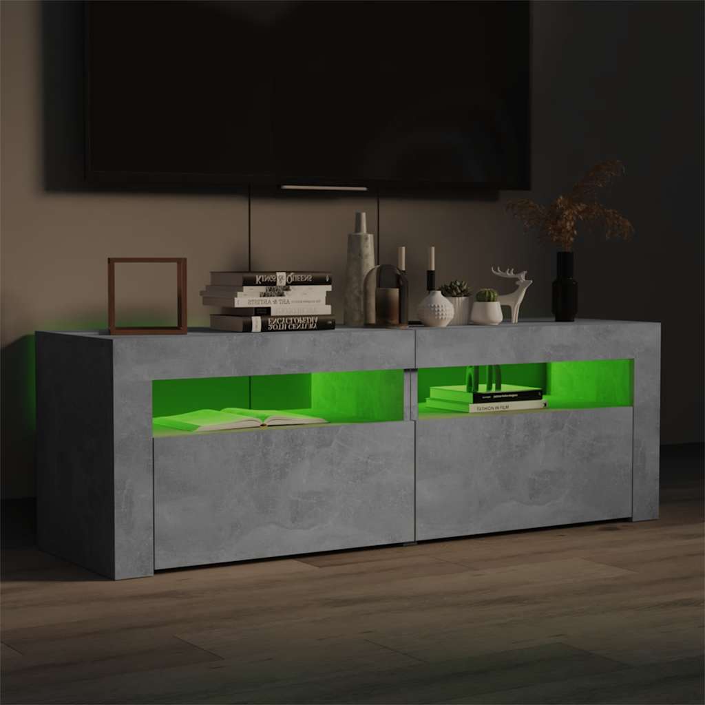 TV spintelė su LED apšvietimu, betono pilka, 120x35x40 cm