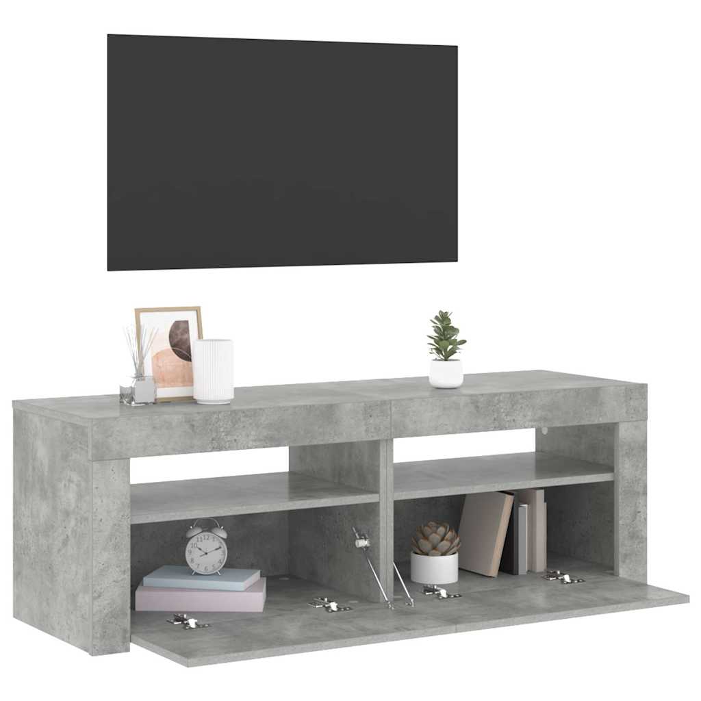 TV spintelė su LED apšvietimu, betono pilka, 120x35x40 cm