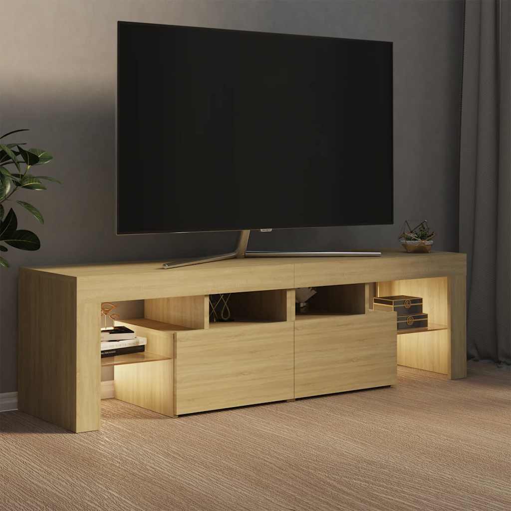 Televizoriaus spintelė su LED, sonoma ąžuolo, 140x36,5x40cm