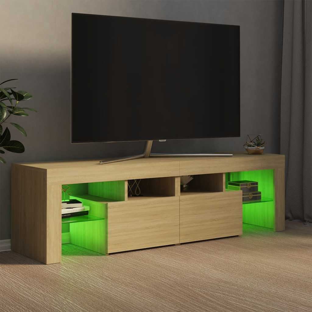 Televizoriaus spintelė su LED, sonoma ąžuolo, 140x36,5x40cm