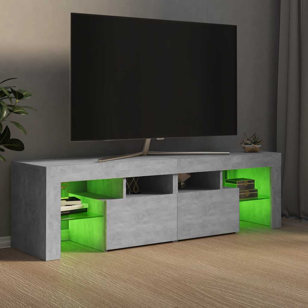 Televizoriaus spintelė su LED, betono pilka, 140x36,5x40cm
