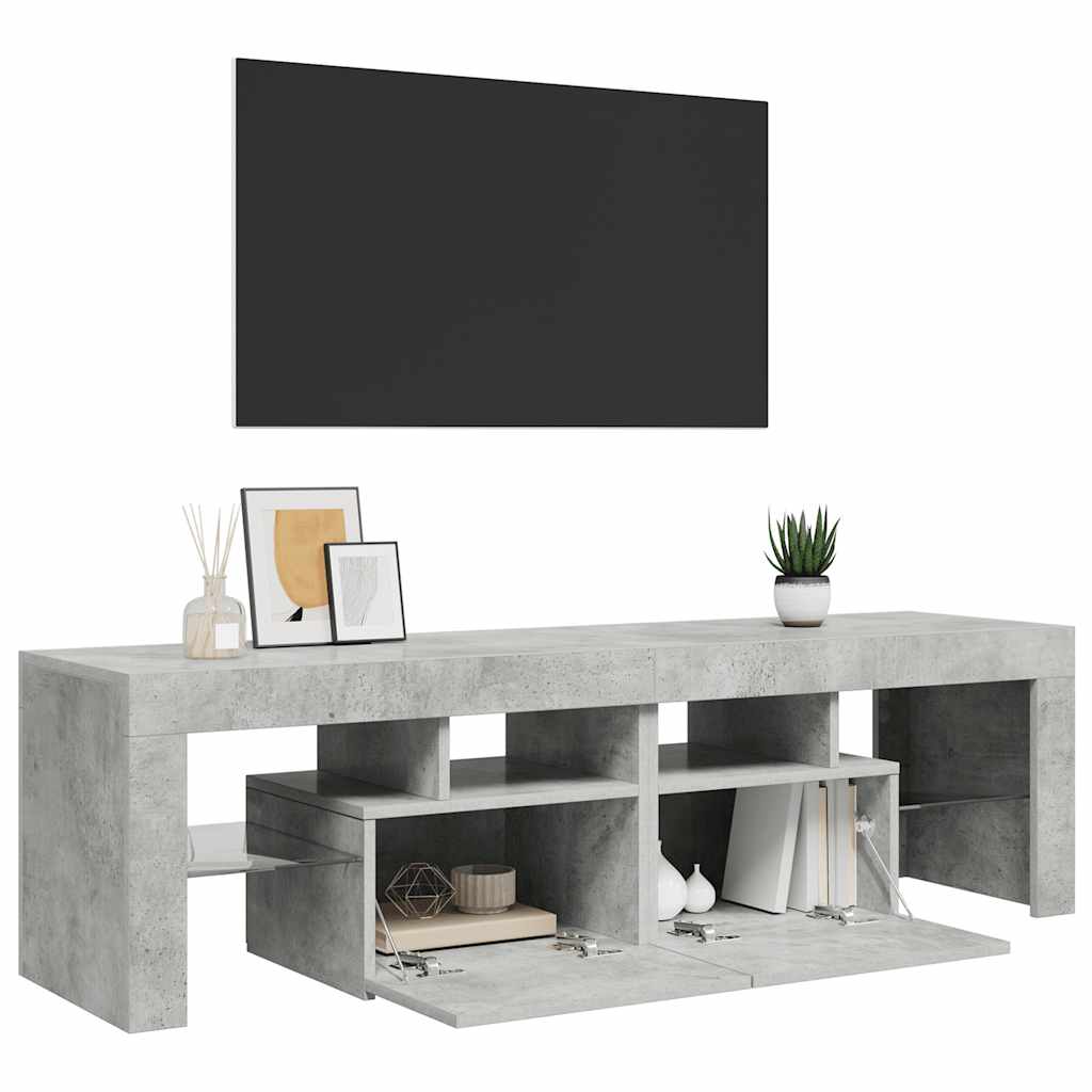 Televizoriaus spintelė su LED, betono pilka, 140x36,5x40cm