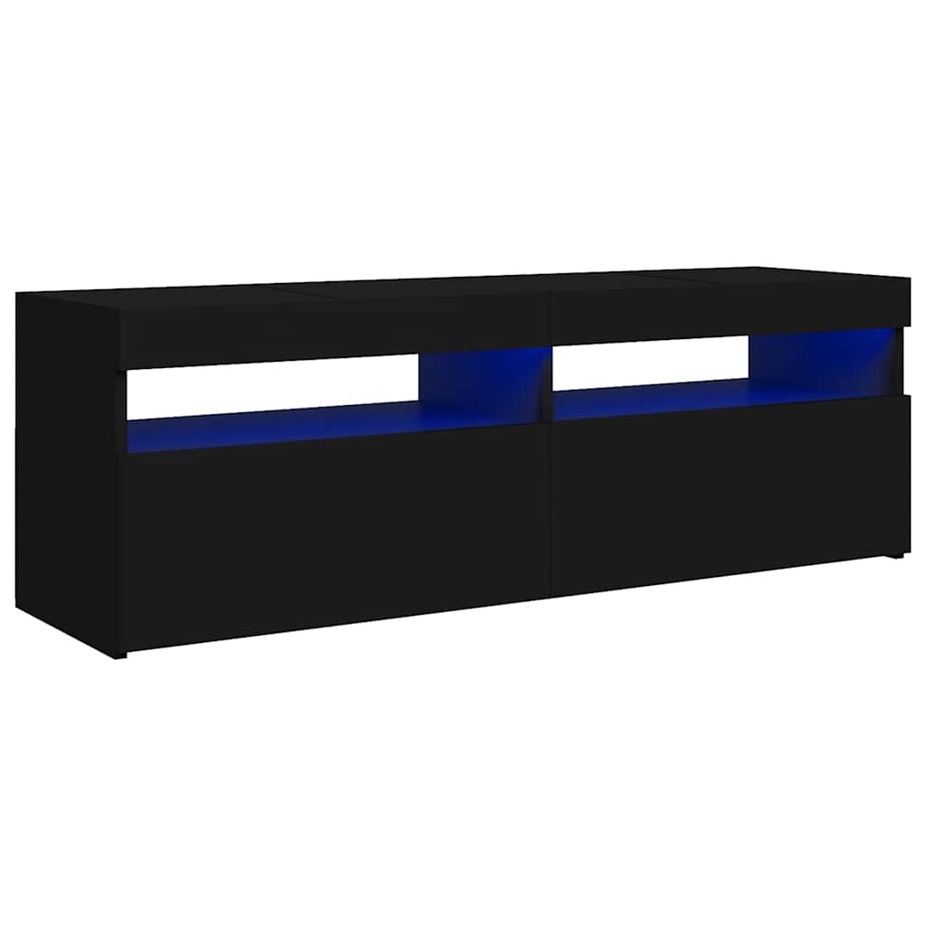 TV spintelė su LED apšvietimu, juoda, 120x35x40cm