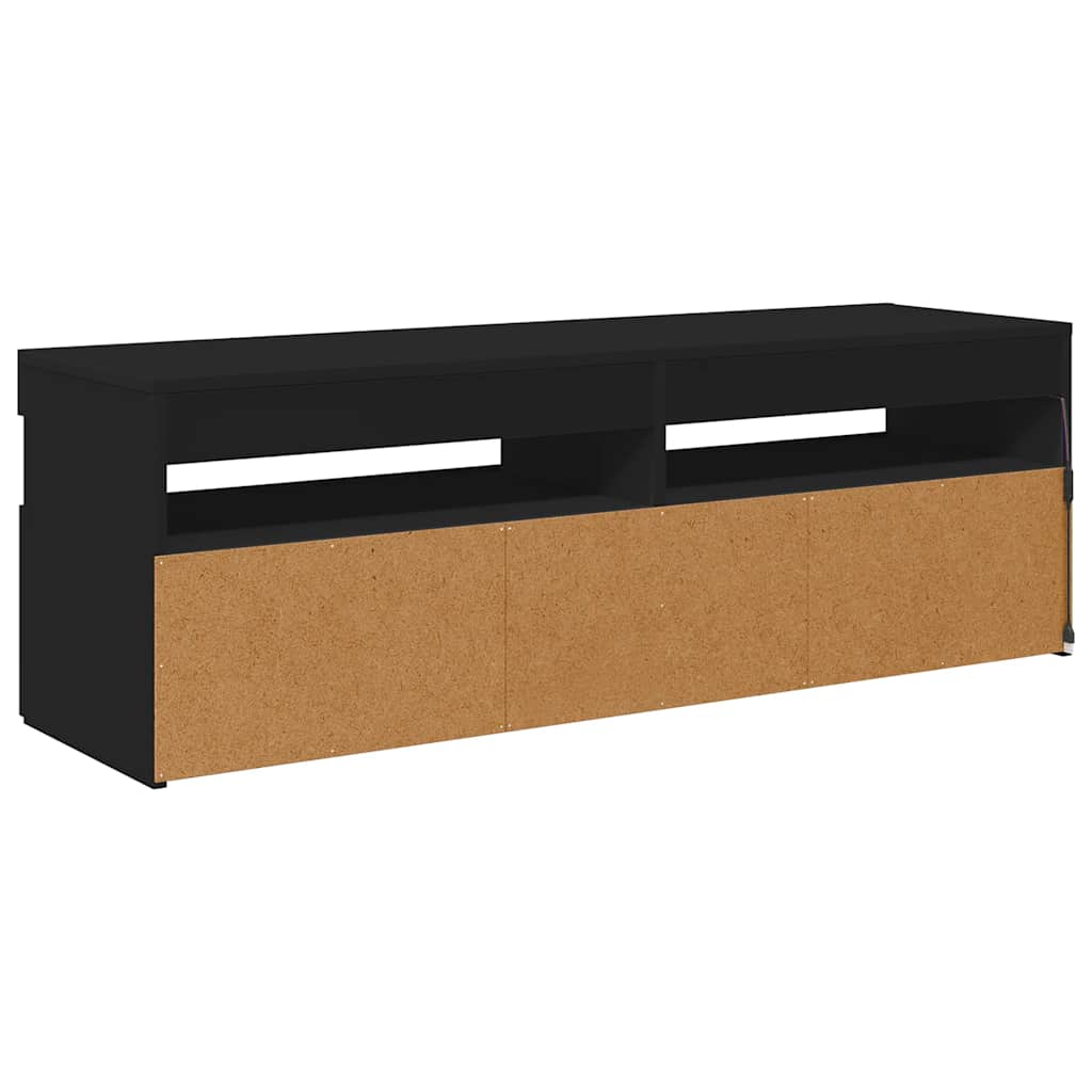 TV spintelė su LED apšvietimu, juoda, 120x35x40cm
