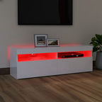 TV spintelė su LED apšvietimu, balta, 120x35x40cm, blizgi