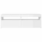 TV spintelė su LED apšvietimu, balta, 120x35x40cm, blizgi