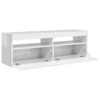 TV spintelė su LED apšvietimu, balta, 120x35x40cm, blizgi