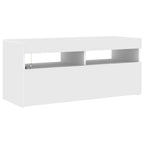 Televizoriaus spintelė su LED apšvietimu, balta, 90x35x40cm