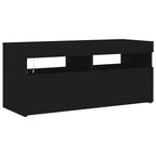 Televizoriaus spintelė su LED apšvietimu, juoda, 90x35x40cm