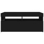 Televizoriaus spintelė su LED apšvietimu, juoda, 90x35x40cm