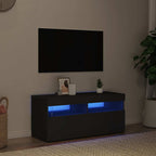 Televizoriaus spintelė su LED apšvietimu, juoda, 90x35x40cm