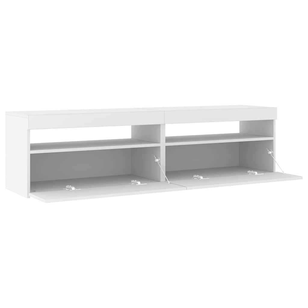Televizoriaus spintelės su LED, 2vnt., baltos, 75x35x40cm