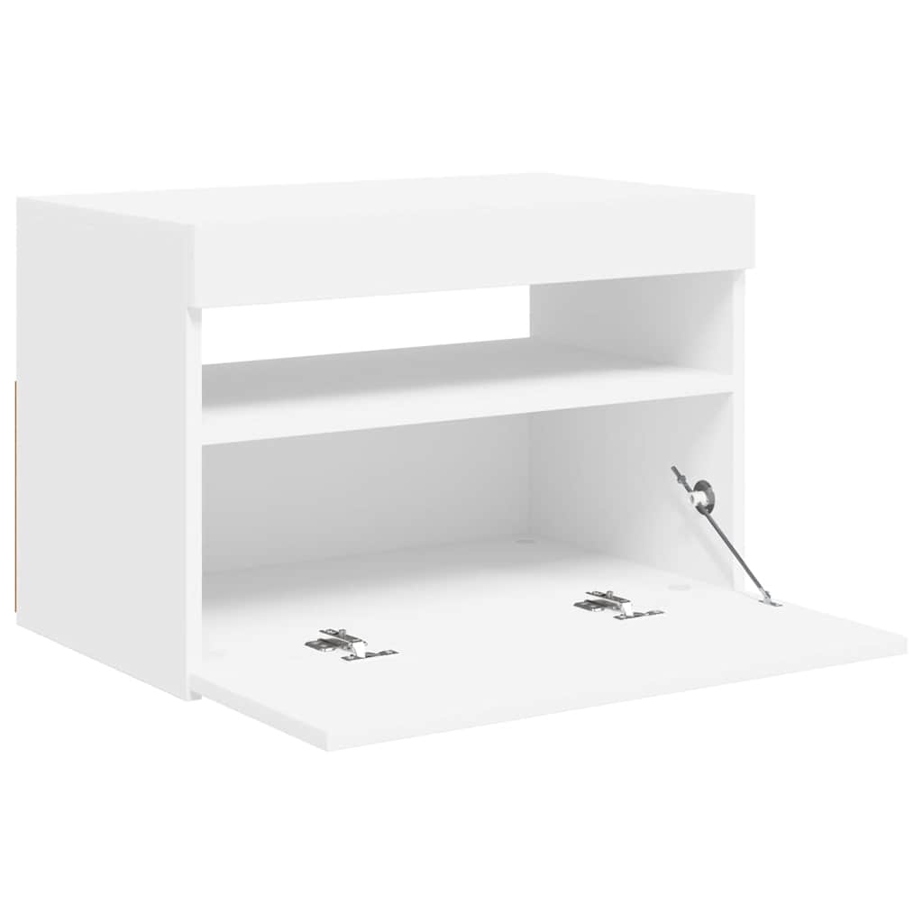 Televizoriaus spintelė su LED apšvietimu, balta, 60x35x40cm
