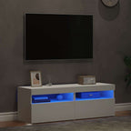 TV spintelės su LED apšvietimu, 2vnt., baltos, 60x35x40cm