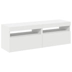 TV spintelės su LED apšvietimu, 2vnt., baltos, 60x35x40cm