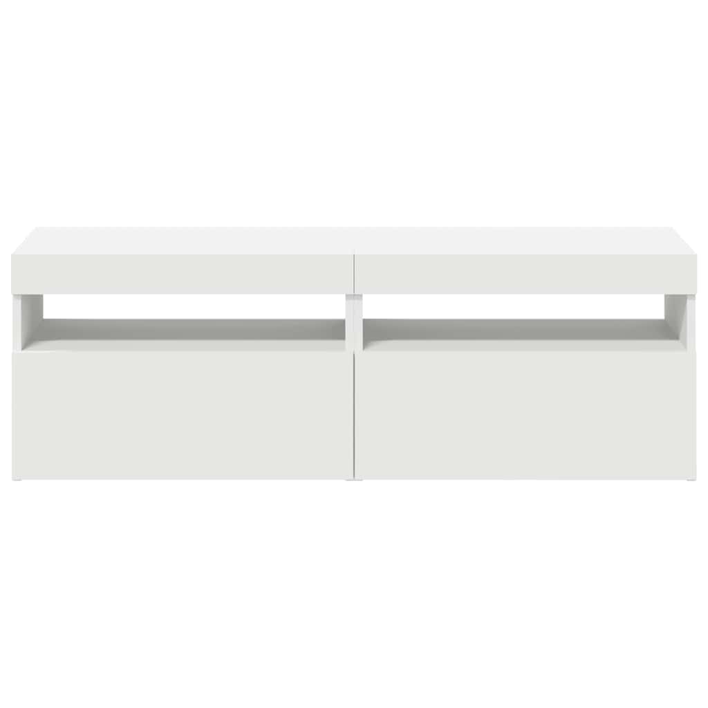 TV spintelės su LED apšvietimu, 2vnt., baltos, 60x35x40cm