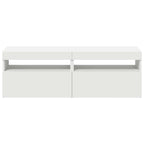 TV spintelės su LED apšvietimu, 2vnt., baltos, 60x35x40cm