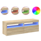 TV spintelės su LED apšvietimu, 2vnt., ąžuolo, 60x35x40cm