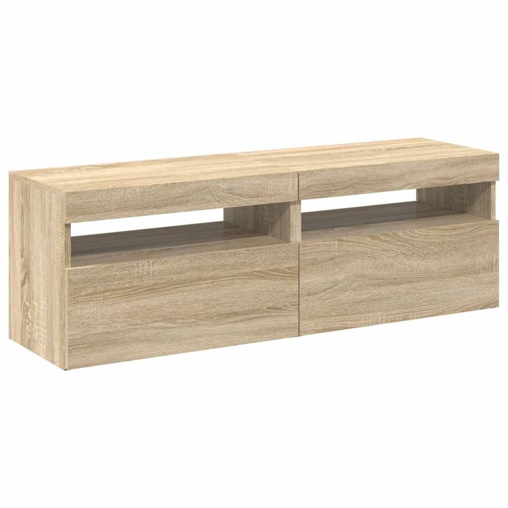 TV spintelės su LED apšvietimu, 2vnt., ąžuolo, 60x35x40cm