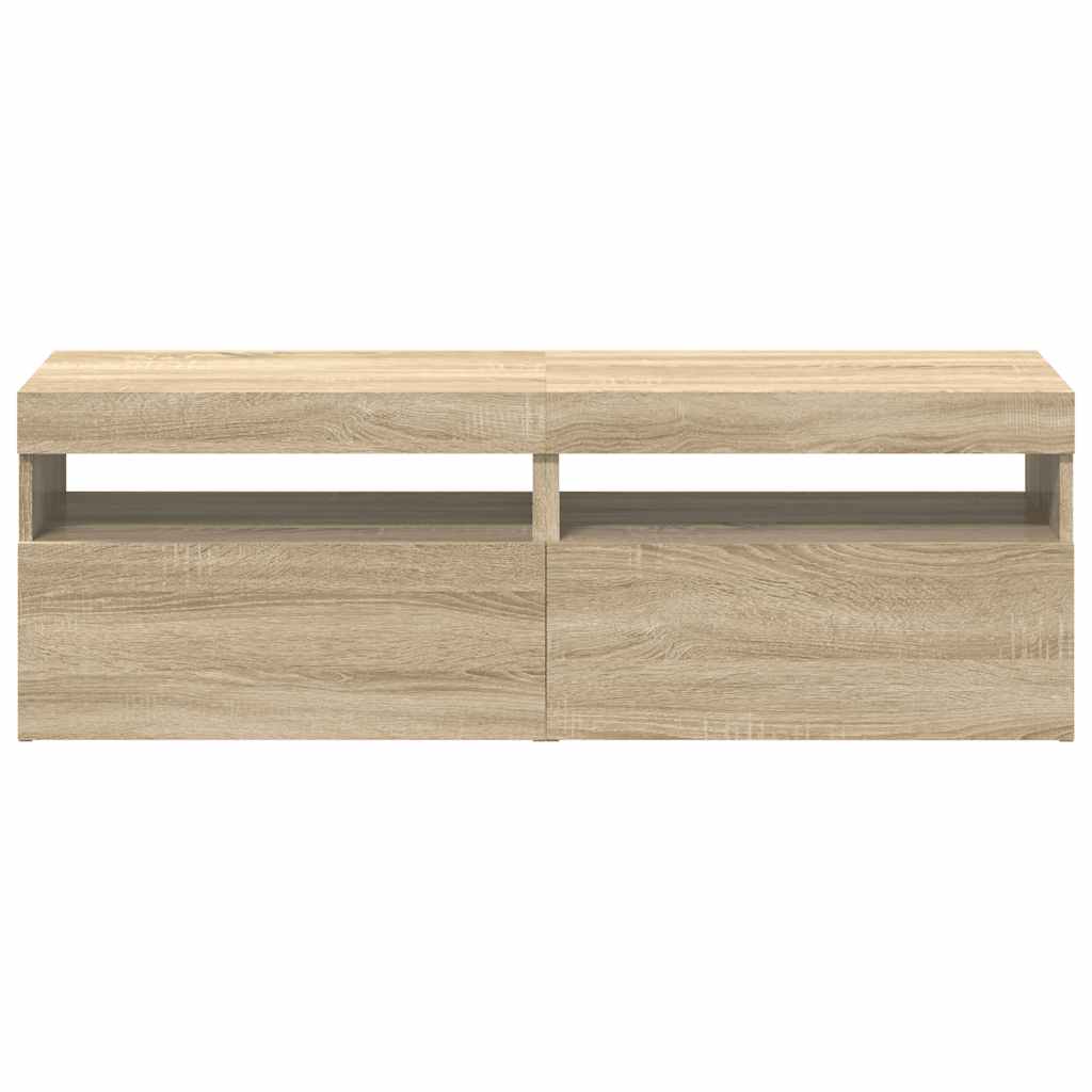 TV spintelės su LED apšvietimu, 2vnt., ąžuolo, 60x35x40cm