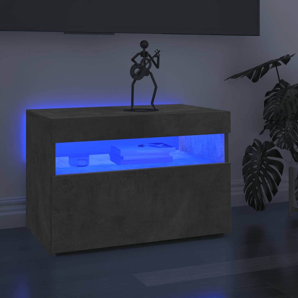 Televizoriaus spintelė su LED, betono pilka, 60x35x40cm