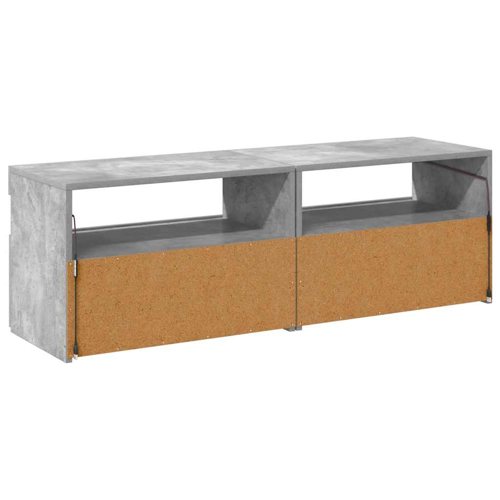 TV spintelės su LED apšvietimu, 2vnt., pilkos, 60x35x40cm
