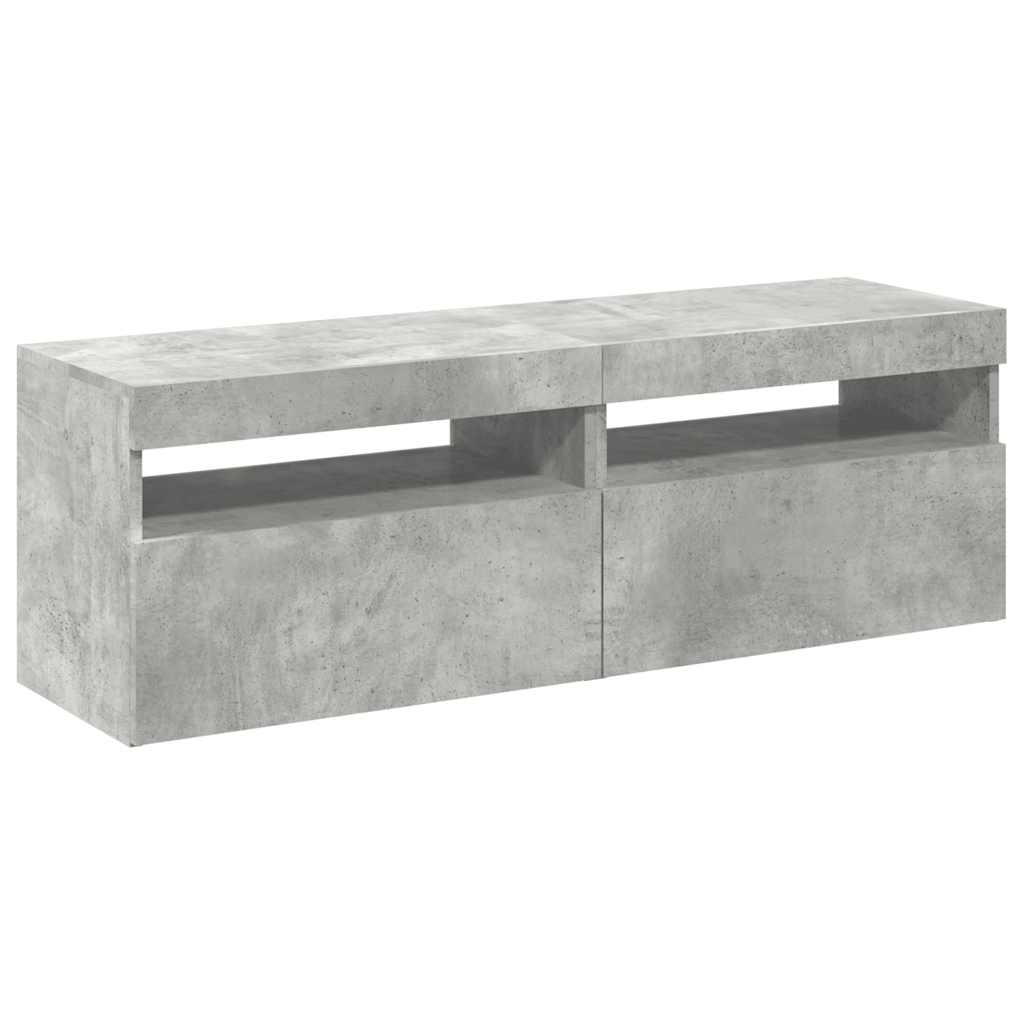 TV spintelės su LED apšvietimu, 2vnt., pilkos, 60x35x40cm