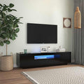 Televizoriaus spintelė su LED apšvietimu, juoda, 160x35x40cm
