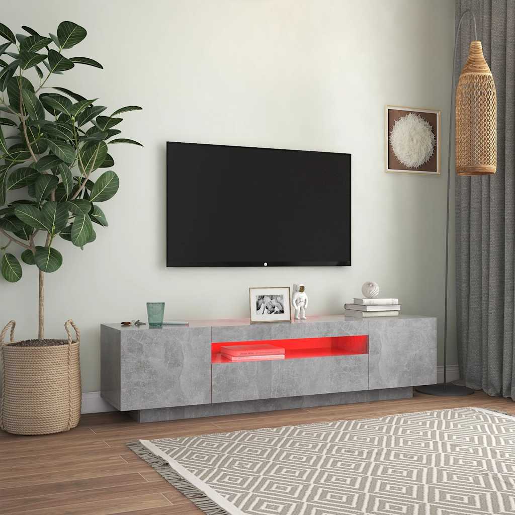 Televizoriaus spintelė su LED apšvietimu, pilka, 160x35x40cm