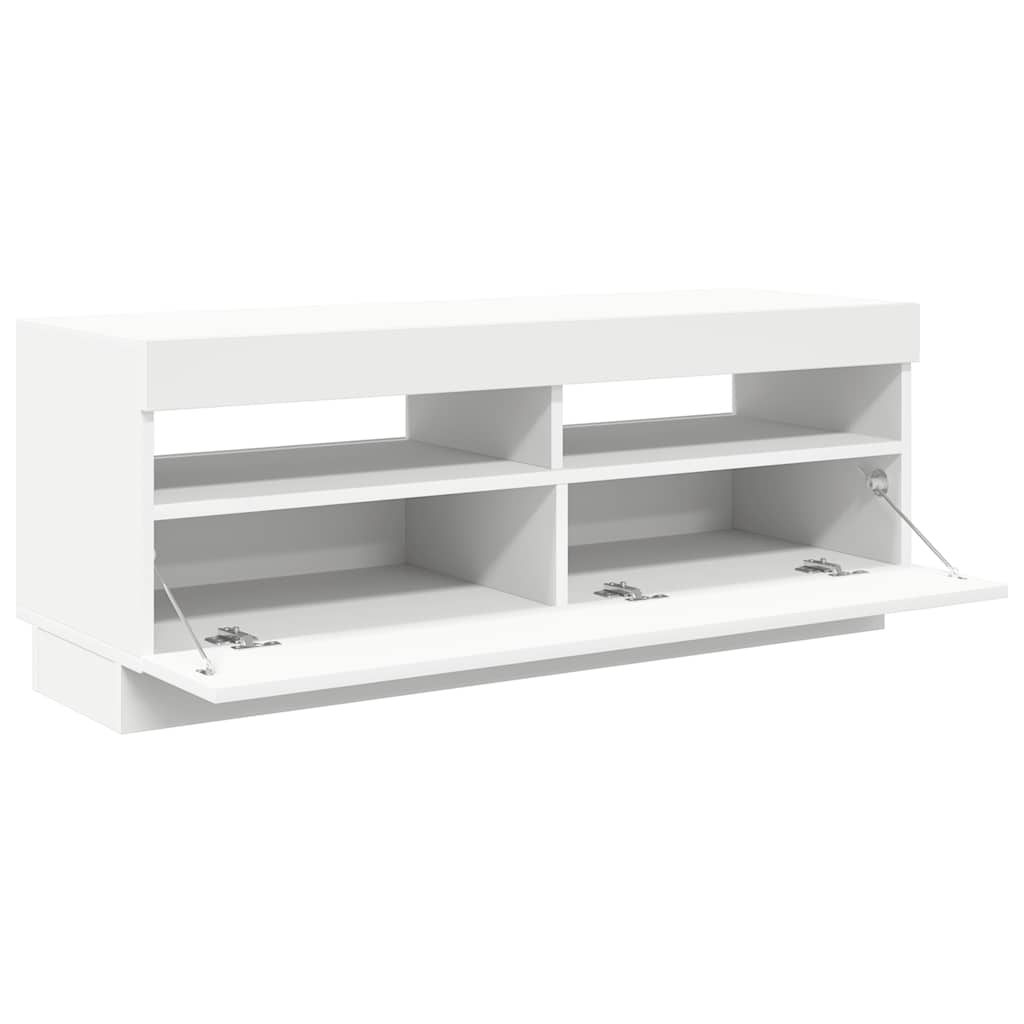 Televizoriaus spintelė su LED apšvietimu, balta, 100x35x40cm