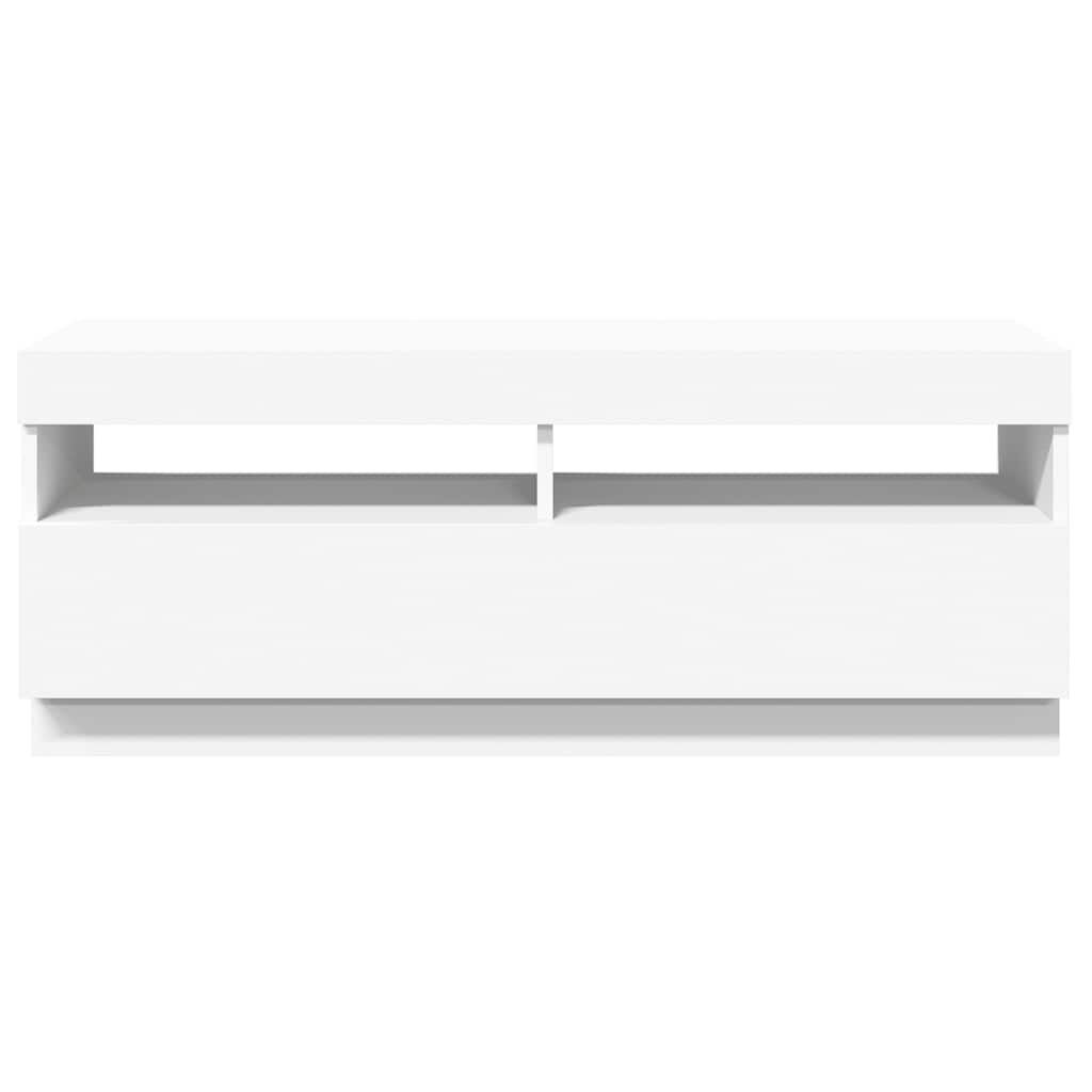 Televizoriaus spintelė su LED apšvietimu, balta, 100x35x40cm