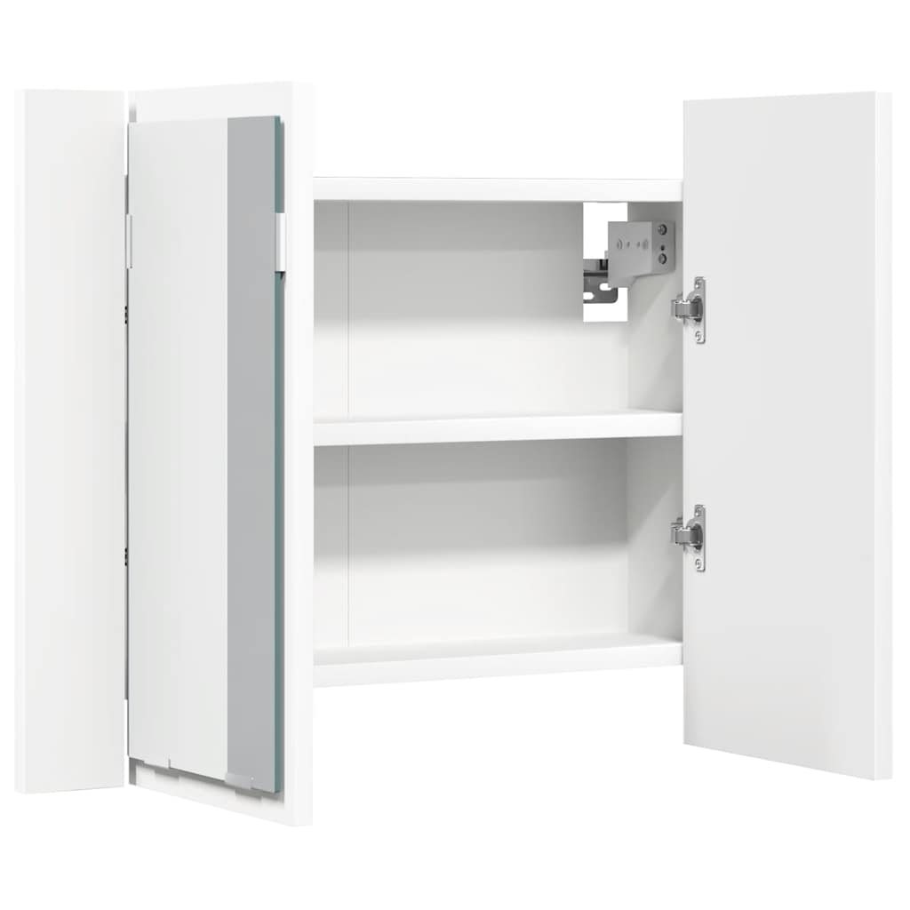 Veidrodinė vonios spintelė su LED, balta, 60x12x45cm, akrilas