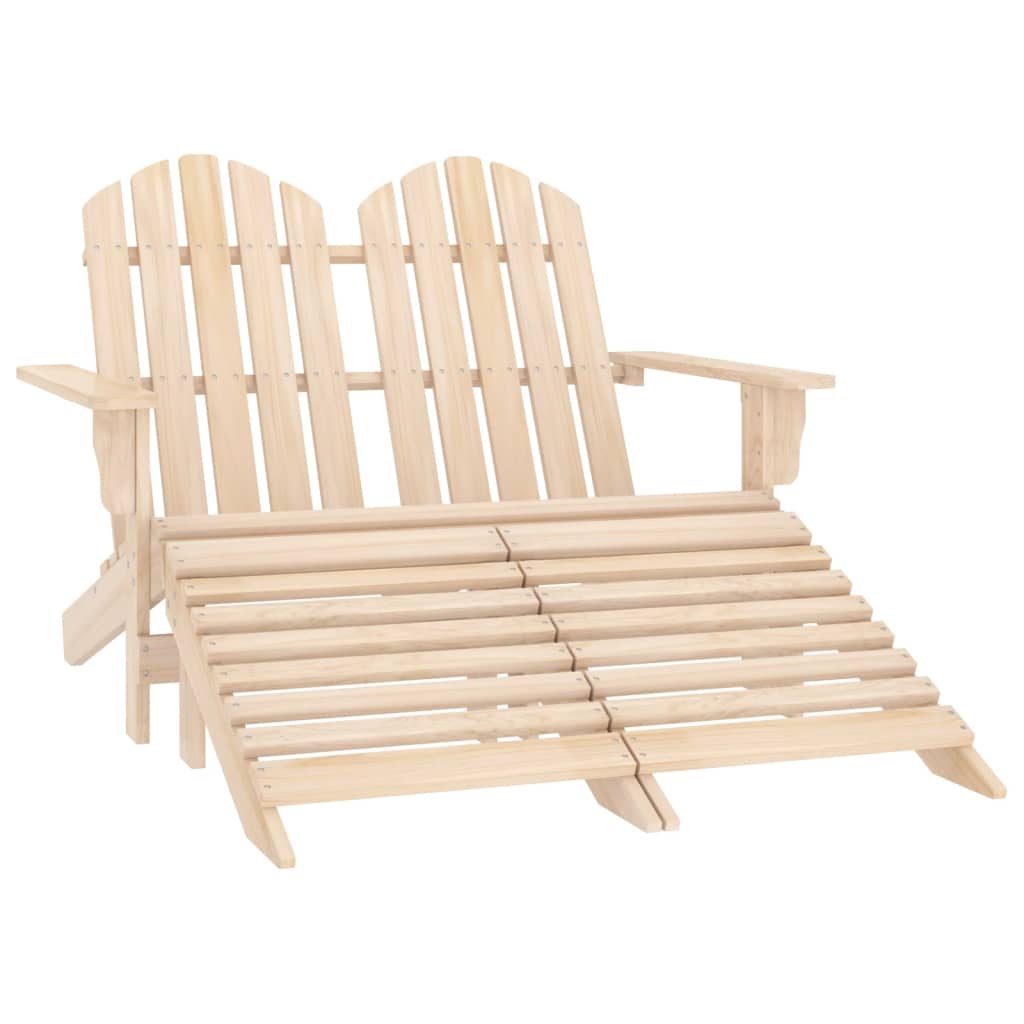 Dvivietė sodo Adirondack kėdė ir otomanės, baltos, eglė