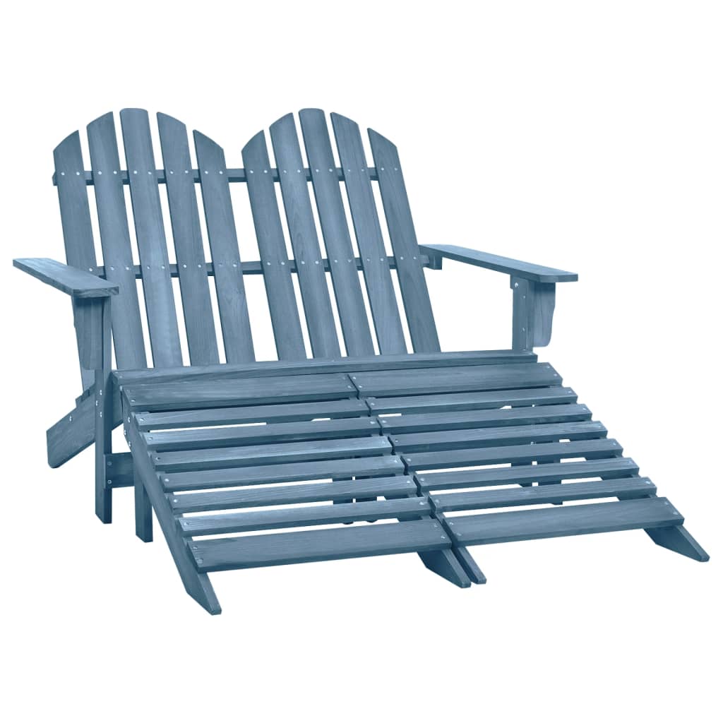 Dvivietė sodo Adirondack kėdė ir otomanės, baltos, eglė