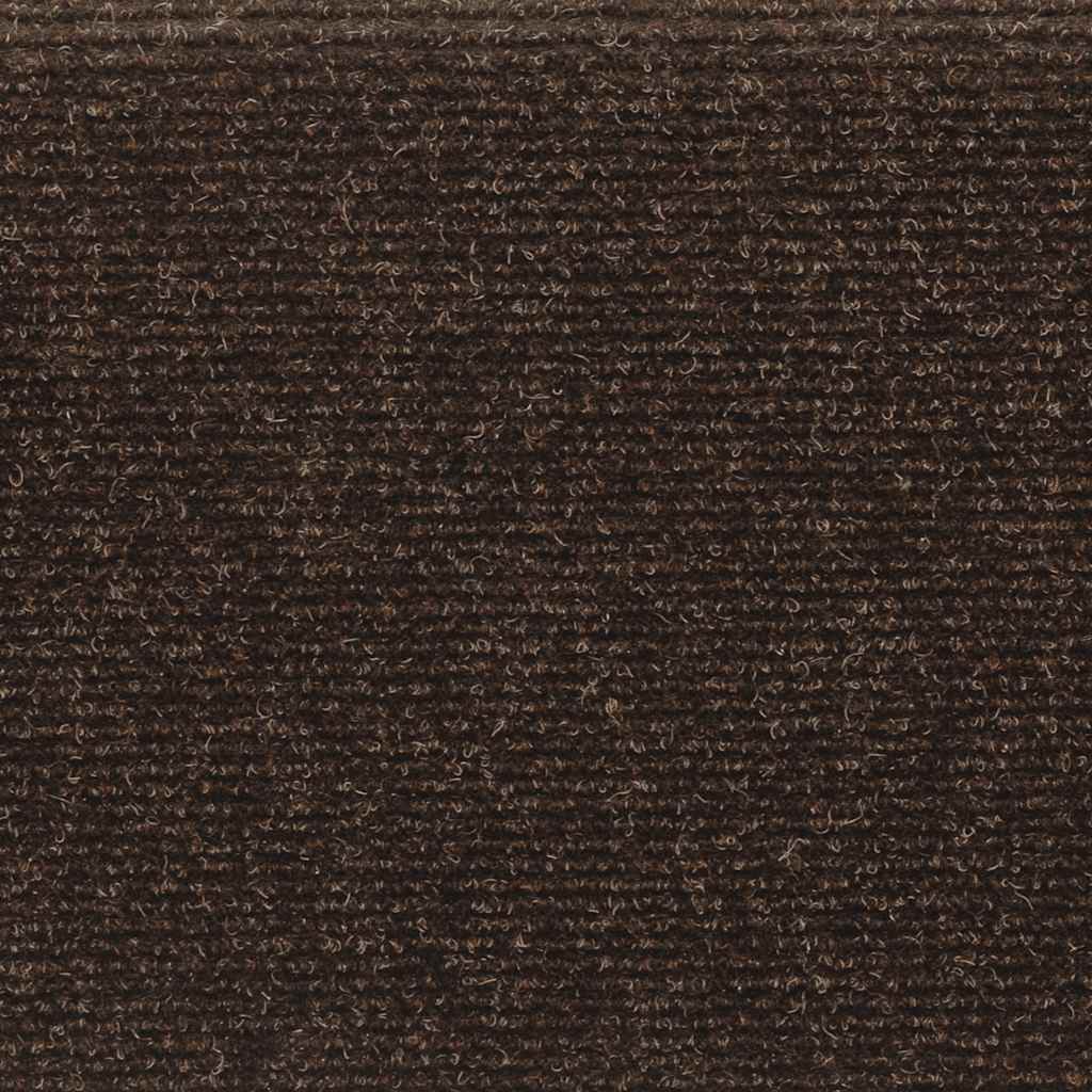 Laiptų kilimėliai, lipnūs, 15 vnt., 65x21x4 cm, rudi, stačiakampiai kraštai