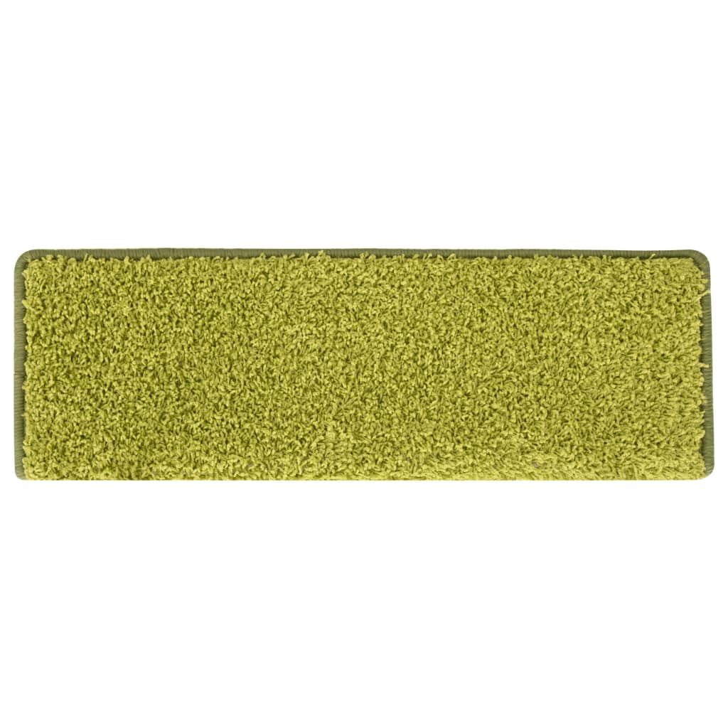 Laiptų kilimėliai, 15 vnt., 65x21x4 cm, žali, stačiakampiai kraštai