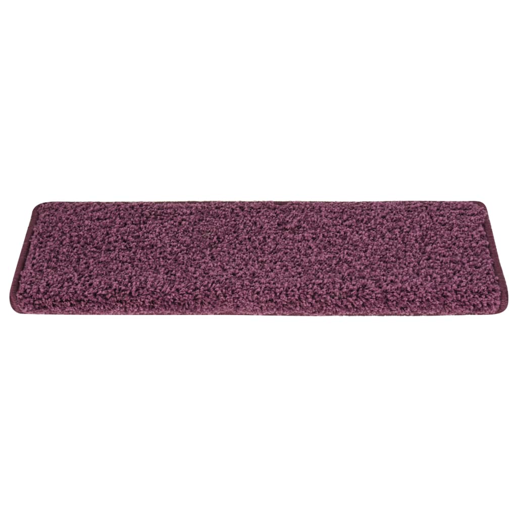 Laiptų kilimėliai, 15 vnt., 65x21x4 cm, tamsiai violetiniai, stačiakampiai kraštai