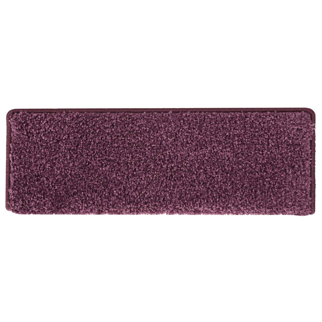Laiptų kilimėliai, 15 vnt., 65x21x4 cm, tamsiai violetiniai, stačiakampiai kraštai