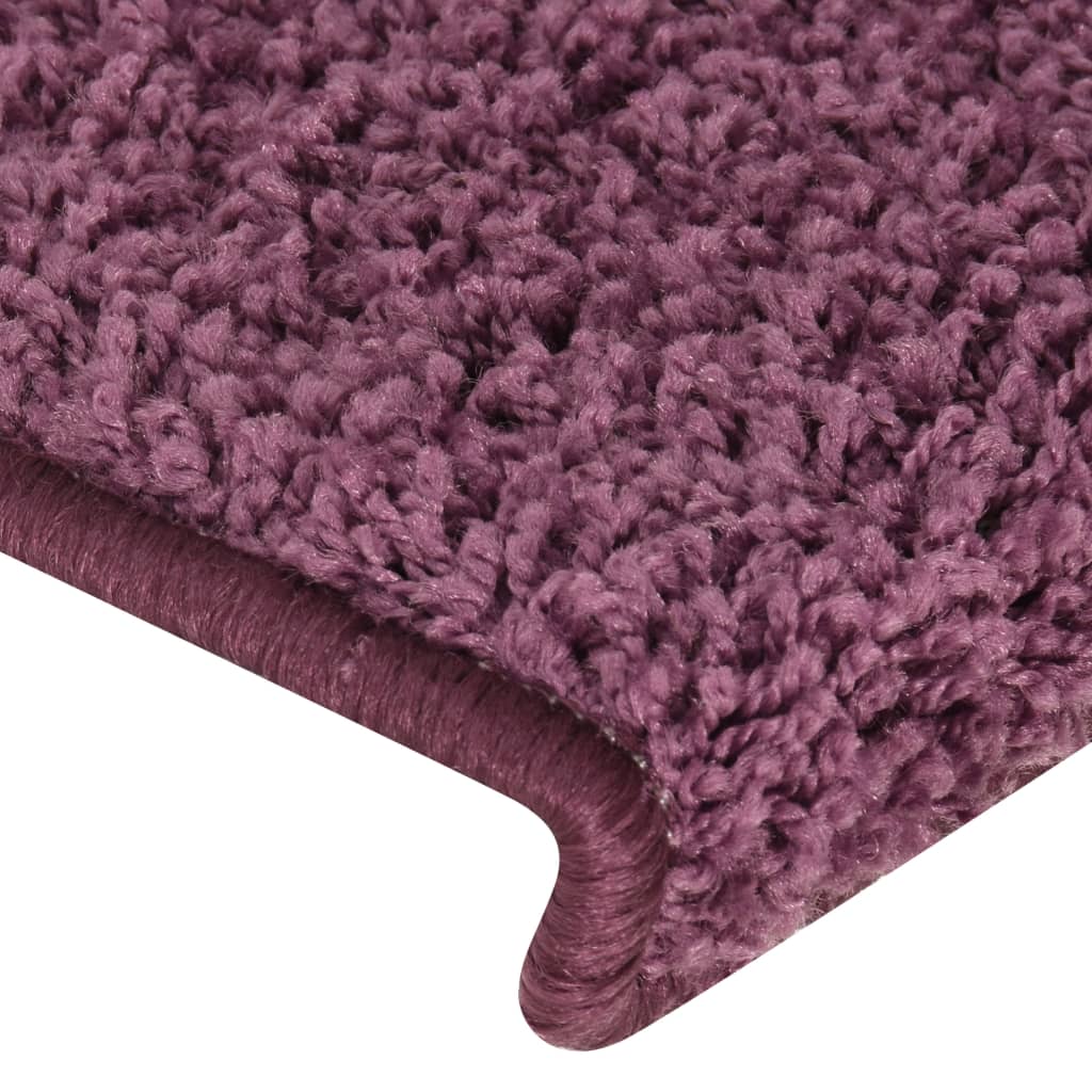 Laiptų kilimėliai, 15 vnt., 65x21x4 cm, tamsiai violetiniai, stačiakampiai kraštai