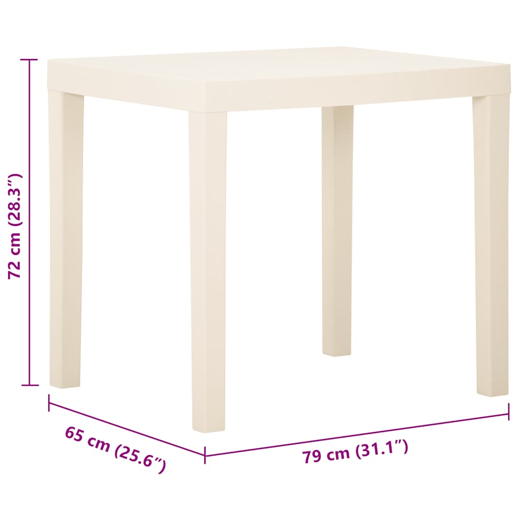 Sodo stalas, baltos spalvos, 79x65x72cm, plastikas