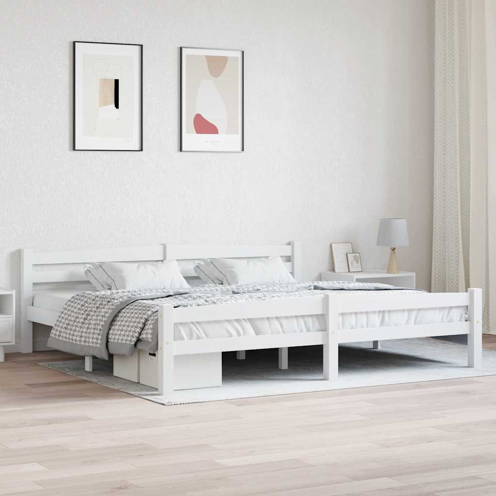 Lovos rėmas, baltos spalvos, 200x200cm, pušies medienos masyvas