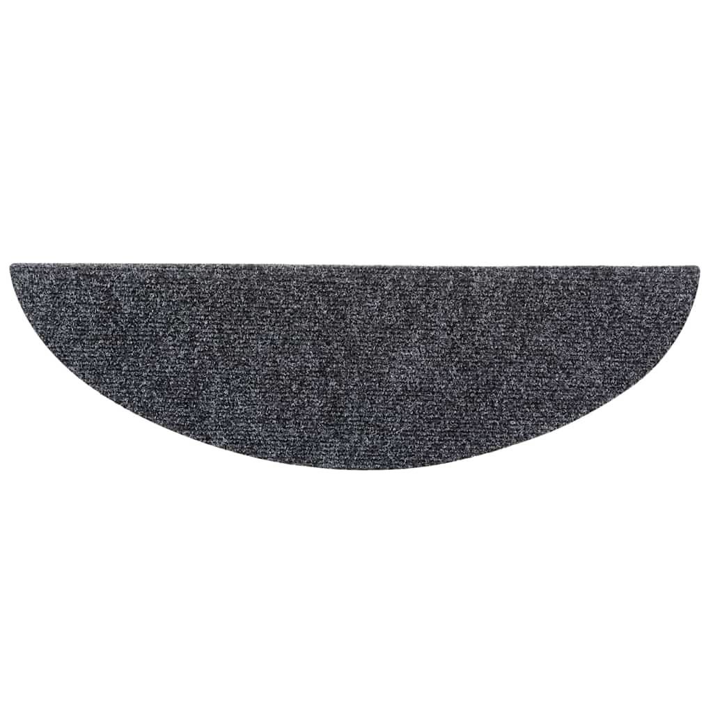 Laiptų kilimėliai, lipnūs, 5 vnt., 56x17x3 cm, tamsiai pilki, pusapvaliai