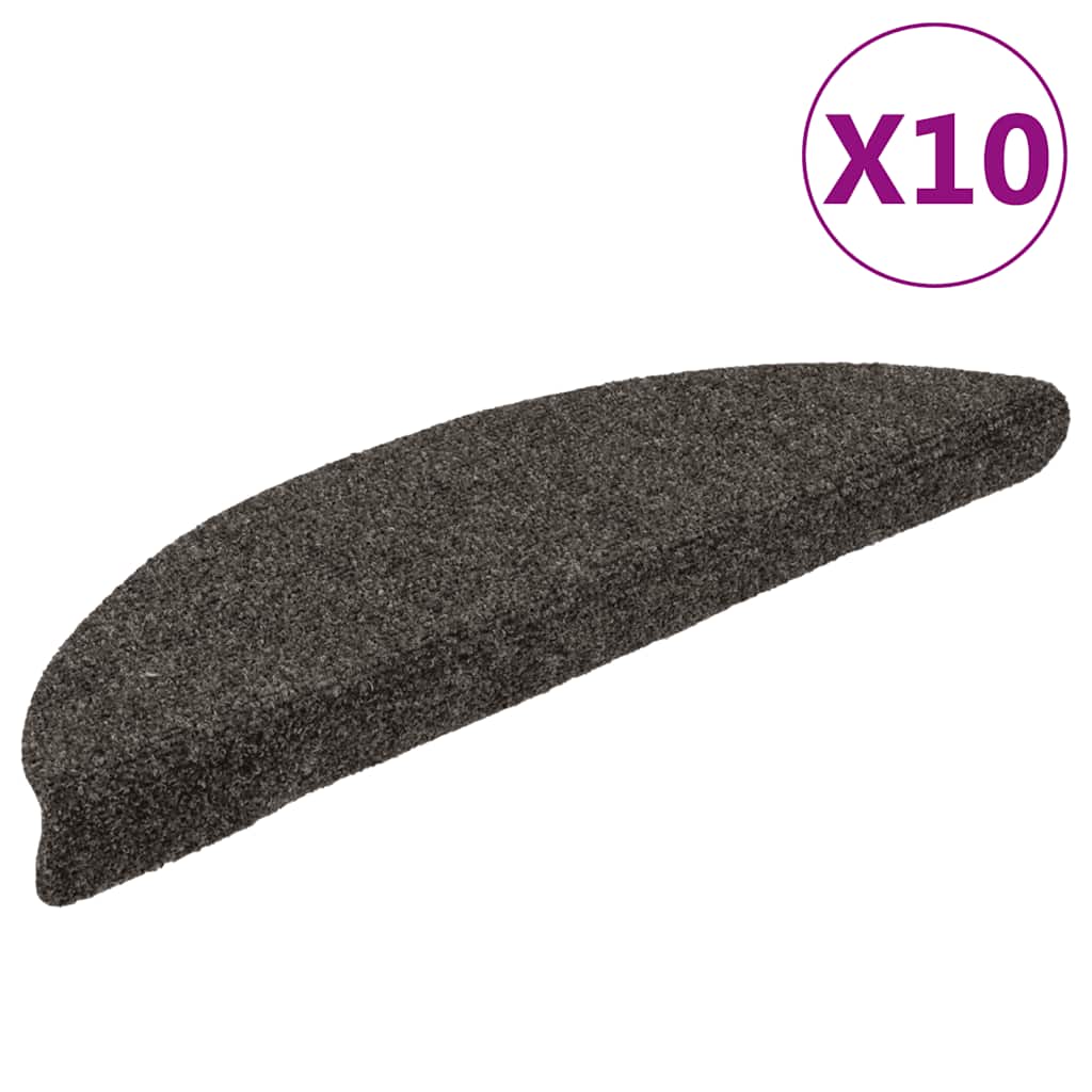 Laiptų kilimėliai, lipnūs, 10 vnt., 56x17x3 cm, antracito spalvos, pusapvaliai