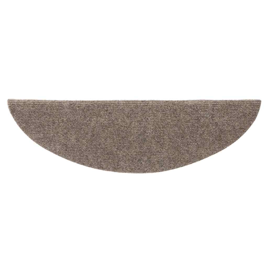 Laiptų kilimėliai, lipnūs, 5 vnt., 56x17x3 cm, smėlio spalvos, pusapvaliai