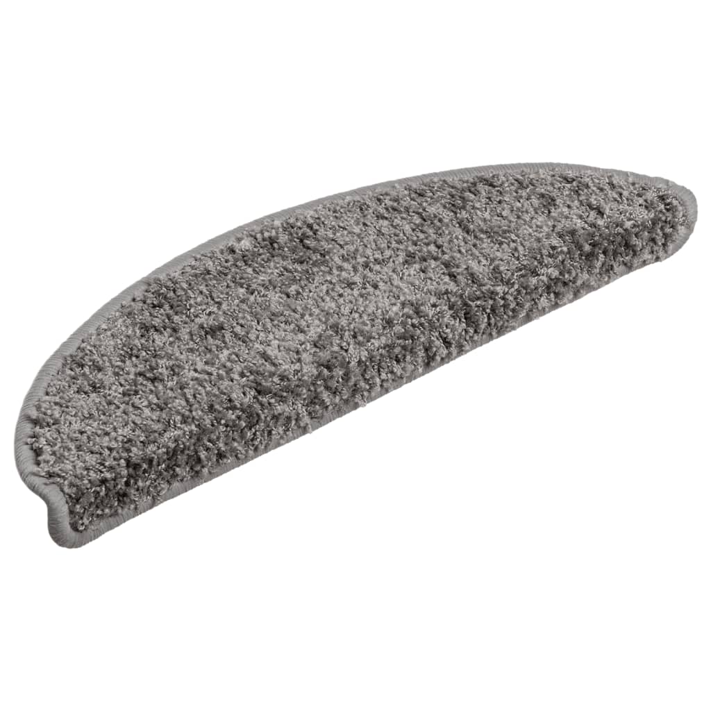 Laiptų kilimėliai, 10 vnt., pilki, 56x17x3 cm, pusapvaliai