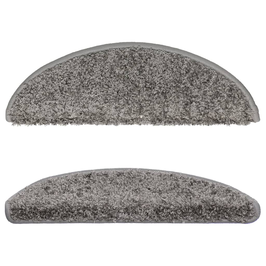 Laiptų kilimėliai, 10 vnt., pilki, 56x17x3 cm, pusapvaliai