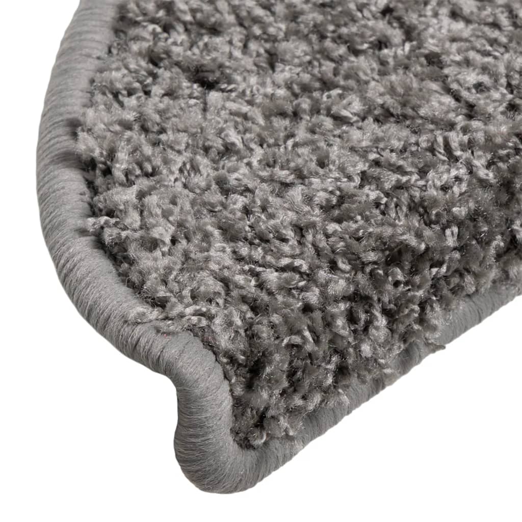 Laiptų kilimėliai, 10 vnt., pilki, 56x17x3 cm, pusapvaliai
