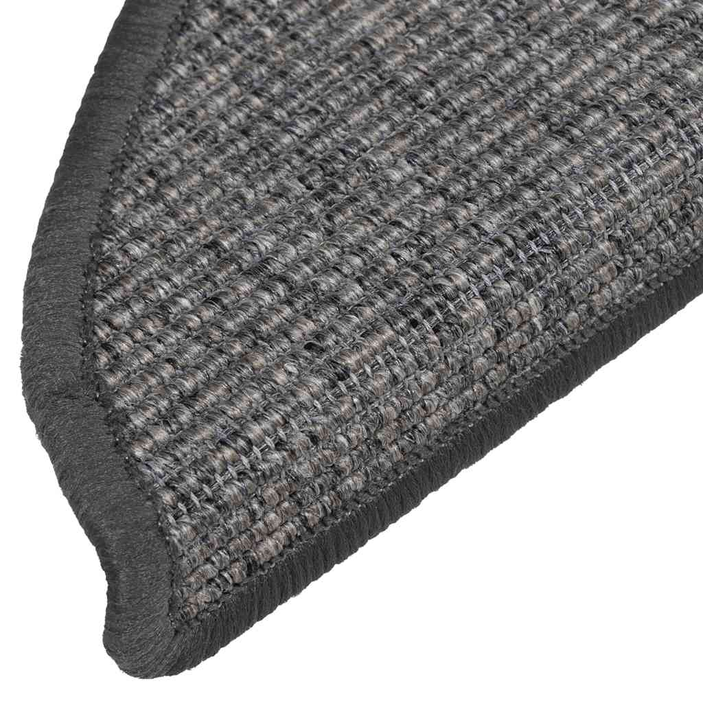 Laiptų kilimėliai, 15 vnt., 56x17x3 cm, smėlio ir pilkos spalvos, pusapvaliai